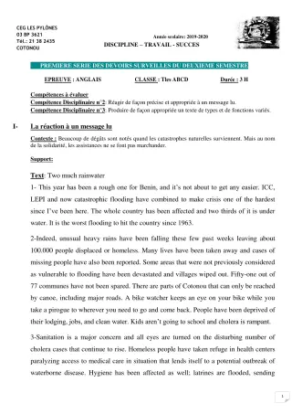 Première page de Anglais 6e, 5e, 4e, 4e ML, 3e, 3e ML, 2nde A & B, 2nde A1, 2nde A2, 2nde B, 2nde C, 2nde D, 1ère A1, 1ère A2, 1ère B, 1ère C, 1ère D, Tle A1, Tle A2, Tle B, Tle C, Tle D — 1er devoir surveillé, 2e sem