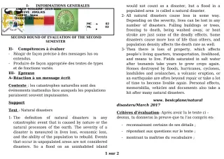 Première page de Devoir surveillé de ANGLAIS — 3e, 3e ML — CEG GBESSOU (2019)