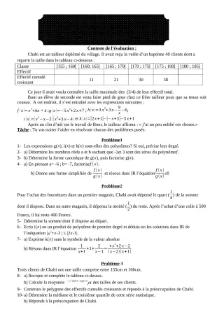Première page de Mathématiques 2nde D — 1er devoir surveillé, 2e semestre (2018-2019) · ceg ouenou