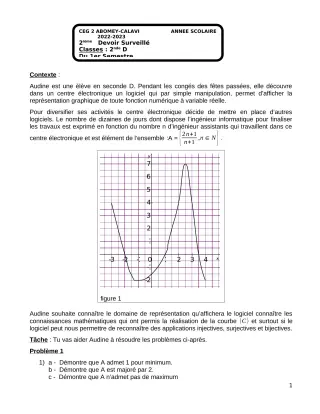 Première page de Mathématiques 2nde D — Devoir surveillé, 1er semestre (2022-2023) · CEG2 ABOMEY - CALAVI (CEG ZOCA)
