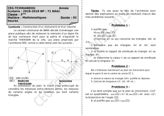 Première page de Devoir surveillé de MATHS GENE — 3e — CEG Tchikandou (2018)