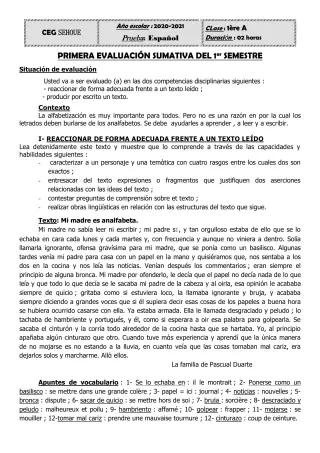 Première page de Espagnol 1ère A1, 1ère A2 — 1er semestre (2020-2021) · CEG SEHOUE