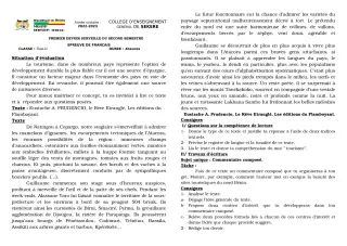 Première page de Français Tle A2, Tle D — 1er devoir surveillé, 2e semestre (2022-2023) · CEG SEKERE