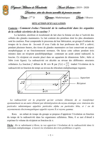 Première page de Mathématiques 2nde D — 2e devoir surveillé, 1er semestre (2019-2020) · PMB