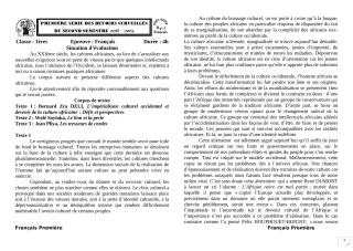 Première page de Français 1ère A1, 1ère A2, 1ère B, 1ère C, 1ère D — 1er devoir surveillé, 2e semestre (2018-2019) · CEG1 Covè