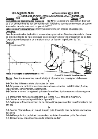 Première page de PCT 6e — 2e semestre (2019-2020) · CEG AZOHOUE-ALIHO