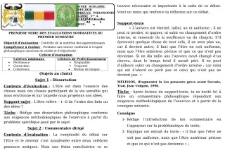 Première page de Philosophie 1ère A & B — 1re évaluation sommative, 1er semestre (2019-2020) · CEG GBESSOU