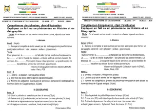Première page de Histoire-Géographie 5e — 1re production scolaire, 1er semestre (2019-2020) · CEG1 Adjarra