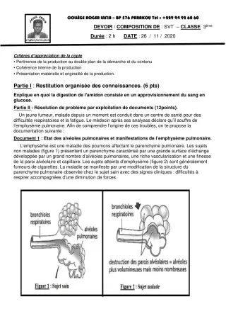 Première page de SVT 3e — Composition (2020-2021) · CPEG Roger LAFIA