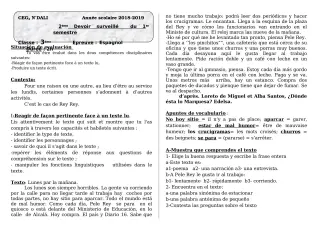 Première page de Espagnol 3e ML — 2e devoir surveillé (2018-2019) · CEG 2 N'DALI