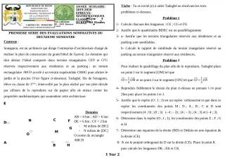 Première page de Mathématiques 3e, 3e ML — 1re évaluation sommative, 2e semestre (2019-2020) · CEG GBESSOU