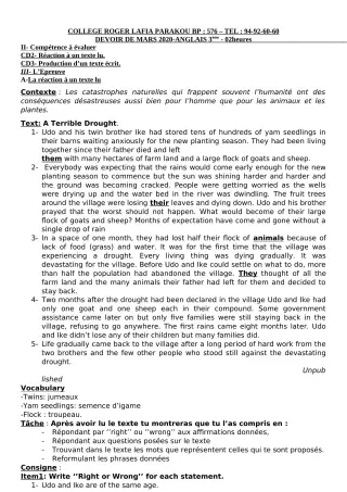 Première page de Anglais 3e, 3e ML — Devoir surveillé (2019-2020) · CPEG Roger LAFIA