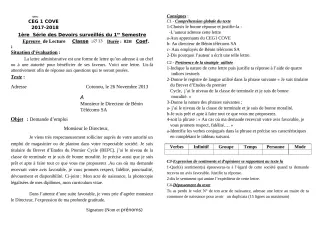 Première page de Français 6e — 1er devoir surveillé, 1er semestre (2017-2018) · CEG1 Covè