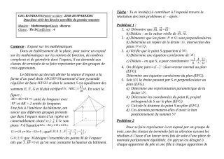 Première page de Mathématiques Tle D — 2e devoir surveillé, 1er semestre (2018-2019) · CEG Banikanni