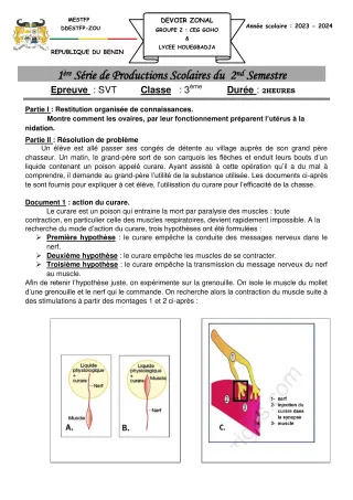 Première page de SVT 3e — 1re production scolaire, 2e semestre (2023-2024) · CEG GOHO