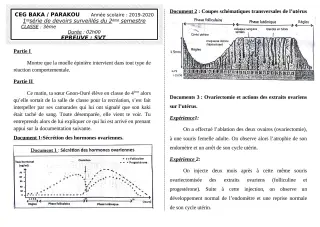 Première page de SVT 3e — 1er devoir surveillé, 2e semestre (2019-2020) · CEG BAKA