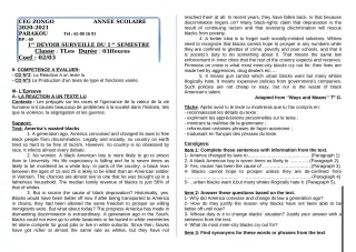 Première page de Anglais 6e, 5e, 4e, 4e ML, 3e, 3e ML, 2nde A, 2nde B, 2nde C, 2nde D, 1ère A1, 1ère A2, 1ère B, 1ère C, 1ère D, Tle A1, Tle A2, Tle B, Tle C, Tle D — 1er devoir surveillé, 1er semestre (2020-2021) · C