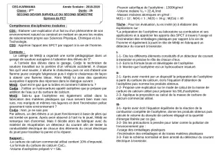 Première page de PCT 3e — 2e devoir surveillé, 2e semestre (2018-2019) · CEG Karimama