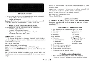 Première page de Devoir surveillé de ESPAGNOL — 4e ML — ceg ouenou (2018)