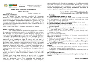 Première page de Français 6e — 1er devoir surveillé, 2e semestre (2021-2022) · CEG SEKERE