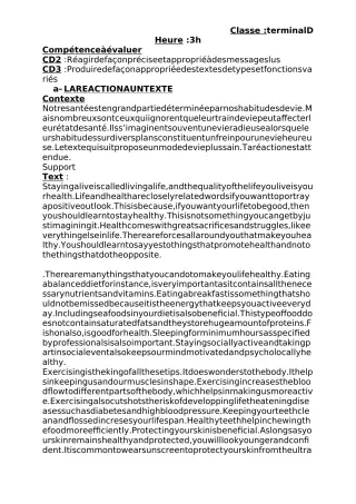 Première page de Devoir surveillé de ANGLAIS — Tle A2, Tle B, Tle C, Tle D — CPEG SAINT Justin (2021)