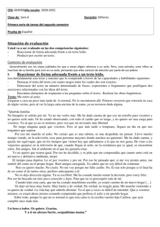 Première page de Espagnol 1ère A2 — 2020-2021 · CEG SEKERE