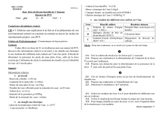 Première page de PCT 3e — 2e devoir surveillé, 1er semestre (2018-2019) · CEG1 Covè