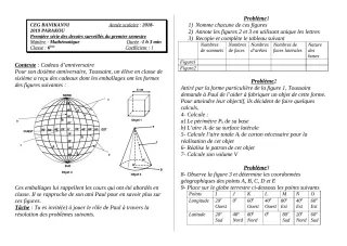 Première page de Mathématiques 6e — 1er devoir surveillé, 1er semestre (2018-2019) · CEG Banikanni