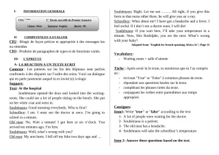 Première page de Anglais 4e, 4e ML — 1er devoir surveillé, 1er semestre (2019-2020) · CEG1 Kalalé