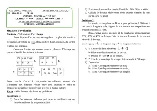 Première page de Mathématiques 2nde A, 2nde B — 1er devoir surveillé, 1er semestre (2023-2024) · CEG ZONGO
