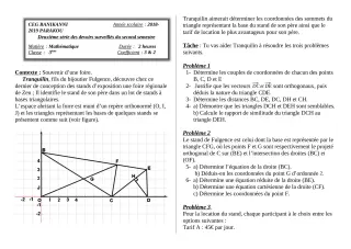 Première page de Mathématiques 3e, 3e ML — 2e devoir surveillé, 2e semestre (2018-2019) · CEG Banikanni