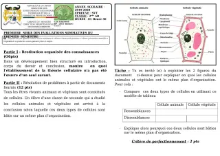 Première page de SVT 2nde A — 1re évaluation sommative, 1er semestre (2019-2020) · CEG GBESSOU