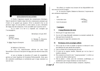 Première page de Français 4e, 4e ML — 1er devoir surveillé, 1er semestre (2018-2019) · ceg ouenou