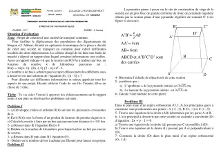 Première page de Mathématiques 3e — 1er devoir surveillé, 2e semestre (2021-2022) · CEG SEKERE