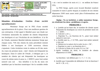 Première page de Mathématiques Tle A2 — 2e évaluation sommative, 2e semestre (2019-2020) · CEG GBESSOU