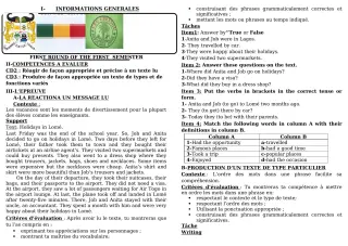 Première page de Devoir surveillé de ANGLAIS — 5e — CEG GBESSOU (2019)
