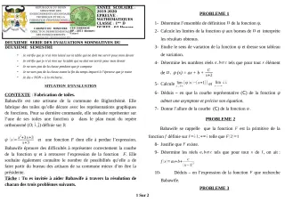 Première page de Mathématiques 1ère D — 2e évaluation sommative, 2e semestre (2019-2020) · CEG GBESSOU