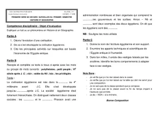 Première page de Histoire-Géographie 5e — 1er devoir surveillé, 1er semestre (2018-2019) · CEG Banikanni