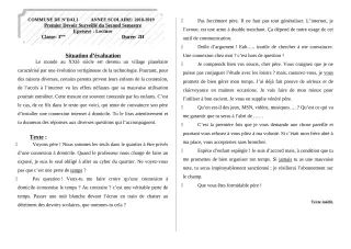 Première page de Français 3e, 3e ML — 1er devoir surveillé, 2e semestre (2018-2019) · CEG 2 N'DALI