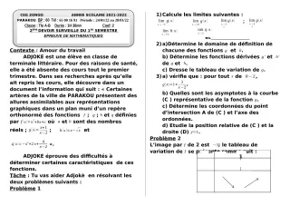 Première page de Mathématiques Tle A1, Tle A2, Tle B — 2e devoir surveillé, 1er semestre (2021-2022) · CEG ZONGO
