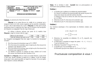 Première page de Mathématiques 2nde A, 2nde A2, 2nde B — 1er devoir surveillé, 1er semestre (2021-2022) · CEG ZONGO