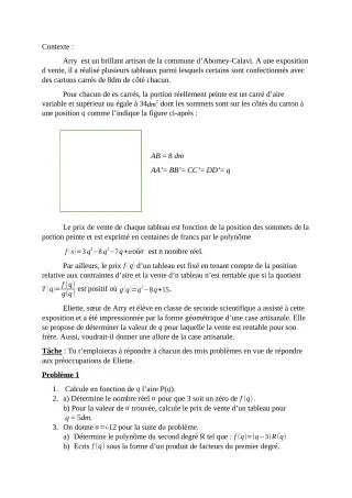 Première page de Devoir surveillé de MATHS GENE — 2nde D — CEG Ahossougbéta (2019)