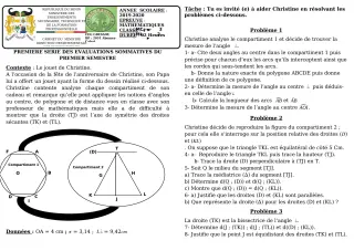 Première page de Mathématiques 4e, 4e ML — 1re évaluation sommative, 1er semestre (2019-2020) · CEG GBESSOU