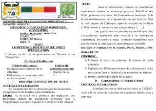 Première page de Histoire-Géographie 3e, 3e ML — 2e évaluation sommative, 2e semestre (2019-2020) · CEG GBESSOU