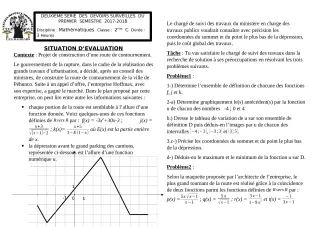 Première page de Mathématiques 2nde C — 2e devoir surveillé, 1er semestre (2017-2018) · CEG1 Covè