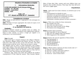 Première page de Anglais 3e, 3e ML — 2e devoir surveillé, 2e semestre (2018-2019) · LJF-B/A