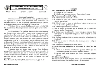 Première page de Français 4e, 4e ML — 1er devoir surveillé, 2e semestre (2018-2019) · CEG1 Covè