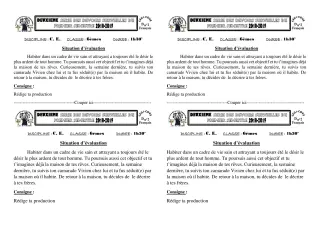 Première page de Français 6e — 2e devoir surveillé, 1er semestre (2018-2019) · CEG1 Covè