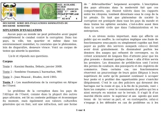Première page de Français 1ère A1, 1ère A2, 1ère D — 2e évaluation sommative, 2e semestre (2019-2020) · CEG GBESSOU