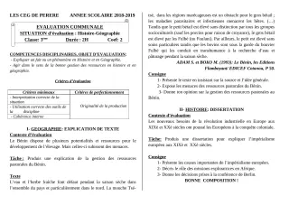 Première page de Histoire-Géographie 3e — Composition (2018-2019) · CEG Kpébié